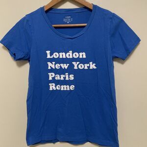 Women J Crew Collector Tee XS Paris London Rome New York Tourist baby doll shirt